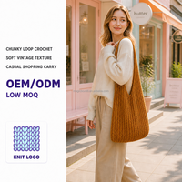Sac fourre-tout marron en tricot ondulé, texture côtelée douce, sac à bandoulière, sac à main minimaliste, pour le shopping, la plage, les voyages, logo personnalisé, vente en gros, OEM