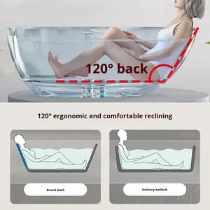 Bañera Ovalada Independiente de Lujo Ligero para Dos Personas, Diseño Japonés, Ideal para Hoteles y Alojamientos, Directo de Fábrica Foshan - Product Image 4