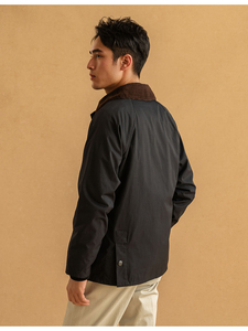 Blouson Bomber Rétro Britannique pour <span class=keywords><strong>Homme</strong></span>, sans cire, Automne, Vintage, à col montant, BBR, pour l'extérieur, avec revêtement Rushwork, de chasse, réversible, en tissu peigné - Product Image 6