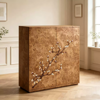 Meuble de rangement de style américain pour salon, en bois massif et cuir de jute, grande capacité, meuble d'entrée, armoire à chaussures