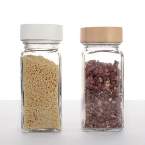 2pcs Glass Spice Jars, 4oz Empty Square Spice Containers, Spice