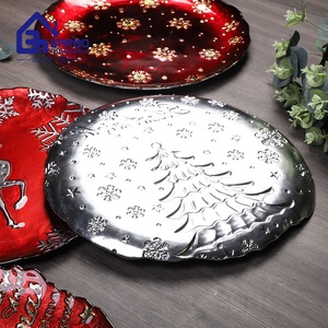 Petites assiettes décoratives en verre quantité minimale de commande faites à la main, vente en gros d'assiettes en verre blanc argenté <span class=keywords><strong>rouge</strong></span> et or de Chine pour Noël - Product Image 5
