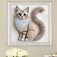 Décoration murale chat en strass étincelants - Œuvre d'art chaton perlée faite à la main, Décoration murale haut de gamme pour la maison, Cadeau idéal pour les amoureux des chats