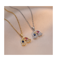 Creative Light Luxury Dream Colorful Sweet Rainbow Cloud Design Sentiment Collier en acier au titane