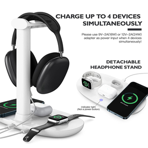 Estación de Carga Inalámbrica 4 en 1 con Soporte para Auriculares, <span class=keywords><strong>Cargador</strong></span> Rápido de 15W para <span class=keywords><strong>iPhone</strong></span>, Watch, AirPods, Base de Escritorio - Product Image 3