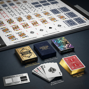Cartes à Jouer <span class=keywords><strong>de</strong></span> Luxe Personnalisées, Impression sur Papier Noir Premium, Jeu <span class=keywords><strong>de</strong></span> Cartes <span class=keywords><strong>de</strong></span> <span class=keywords><strong>Poker</strong></span>, Bord Doré Métallique, Finition Lin Magique, Boîte - Product Image 2