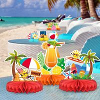 Kit de décorations pour fête à thème plage - Centres de table en nid d'abeille et décorations de table sur le thème de la plage pour les décorations d'été et de fête au bord de la piscine