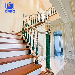 Sang Trọng Vàng Nhôm Lục Bình Cho Cầu Thang Lan Can Hệ Thống Kim Loại Hạ Cánh Lan Can Thiết Kế - Product Image 6