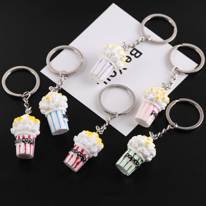 Porte-clés en résine en forme de seau à popcorn 3D multicolore pour sac, étui d'écouteurs, pendentif, accessoire de bijouterie - Product Image 1