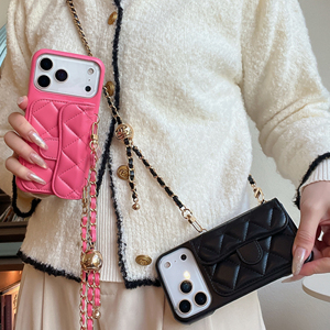 Chaîne à billes dorée parfumée pour coque de téléphone 13, bandoulière en cuir pour <span class=keywords><strong>iPhone</strong></span> 14, 17 Pro Max, pour femme, compatible 16 Pro, motif camélia - Product Image 3
