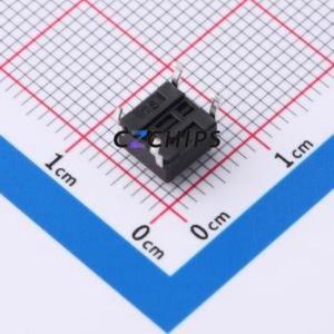 YTS1R0012RBT00 Tactile Switch Through hole Component THT-4P,6x6mm Switch Single Pole Single Throw Round Button 2.5N Through Hole - Product Image 2