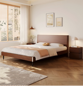 XHA Modern Minimalist Solid Oak <b>Wood</b> Platform Bed Pneumatic <b>Storage</b> Bed Chinese Design Full Size Bed <b>Underbed</b> Cabinet Lighted - Product Image 4