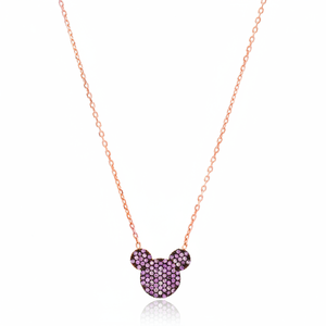 Cute <b>Mouse</b> Design Amethyst CZ Silver Jewelry Necklace Pendant Charm 925 Sterling Silver Handmade Wholesale Turkish Jewelry - Product Image 2