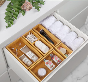 Juego de Cajas Organizadoras de Bambú <span class=keywords><strong>para</strong></span> Cajones - Organizador Multiusos <span class=keywords><strong>para</strong></span> Cubertería y Utensilios de Cocina - Product Image 5
