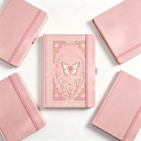 Carnet A5 en lin rose à couverture rigide avec impression personnalisée sur le bord, élastique, journal d'écriture, cadeau