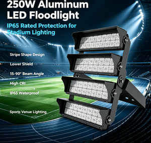 Faro LED a striscia in alluminio PENEL IP65 da 250W, con visiera, angolo di fascio 15-90°, CRI 90, 160.000 Lumen, per sport, garanzia 5 anni - Product Image 2