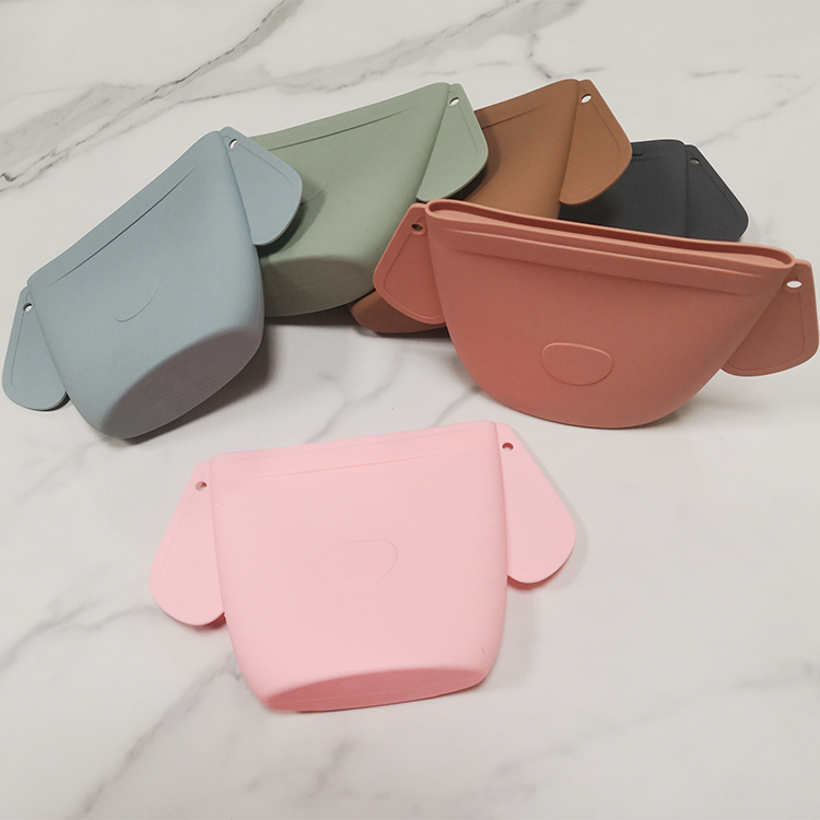 Оптовая продажа, многоразовый силиконовый контейнер для закусок для малышей и детей, силиконовый контейнер для закусок с застежкой-молнией