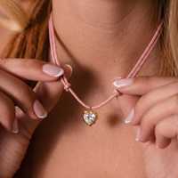 Collier ras du cou superposé avec pendentif cœur et goutte d'eau en pierre transparente, serti d'or festonné, motif nœud, cadeau bijou pour femme