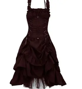 Hot Sale Lolita Gothic Ballrock Spitzen kleid für Frauen Vintage Goth Steampunk Retro Prinzessin Ärmelloser Rock Halloween Kostüm