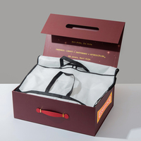Boîte pliable de luxe Lionwrapack avec poignée personnalisée pour robe de mariée, costume, tenue, emballage de vêtements, logo FSC