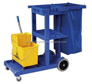 Carrito <span class=keywords><strong>de</strong></span> limpieza <span class=keywords><strong>de</strong></span> plástico para limpieza <span class=keywords><strong>de</strong></span> hotel con cubo <span class=keywords><strong>de</strong></span> fregona y bolsa Carro conveniente para las necesidades <span class=keywords><strong>de</strong></span> limpieza diaria - Product Image 2