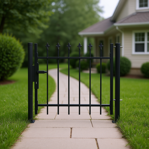 Portail de clôture à pointe de lance 39,4 x 29,5 po, noir thermolaqué, design élégant pour espace extérieur, commande manuelle à bascule - Product Image 3