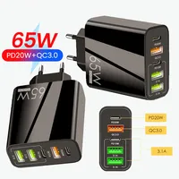 Chargeur USB 65W PD Charge rapide 3.0 3 ports USB 2 ports Type-C Adaptateur mural Téléphone Tablette Portable Prise EU/US/UK Charge rapide électrique