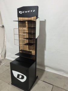 Dagelijkse accessoires opbergkast met vakverdelers, metalen display, staand, met spiegel, zwarte kleur, displayrek, modern, aanpasbaar - Product Image 6