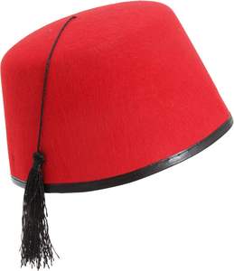 Chapeau Turc Rouge Fez Tarbouche, Costume de Fête Marocain, Chapeau Fez Vert avec Gland Doré - Product Image 1