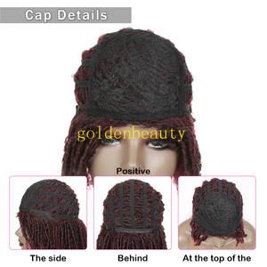 Perruques courtes pour tresses de couleur ombrée pour femmes avec accessoire de cheveux polyvalent sans dentelle sur le devant - Product Image 2
