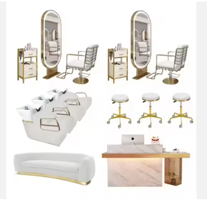 Ensemble de mobilier de salon de coiffure moderne et luxueux, pliable et inclinable, personnalisable, ensemble de chaise de shampooing, miroir, salon de beauté, barbier, fabrication - Product Image 6