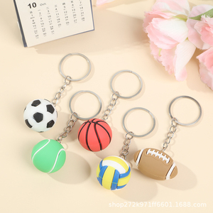 Porte-clés sportif en caoutchouc PVC avec logo personnalisé QYS, ballon de baseball, football, tennis, soccer 3D - Product Image 3