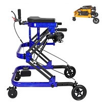 Andador de pie plegable, ajustable en altura, ligero, con ruedas, para hemipléjicos, parapléjicos y usuarios con parálisis cerebral.