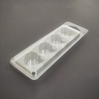 Boîte rectangulaire jetable en PET à 4 compartiments pour cires fondantes, bougies d'aromathérapie DIY, huiles et gels, emballage blister pour produits ménagers