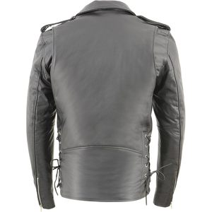 Veste de motard classique en cuir 2025 pour hommes de grande taille vêtements de moto et de course automobile avec demi-ceinture et lacets latéraux - Product Image 5