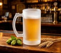 PYD Life Mug à bière en verre dépoli 16oz pour sublimation, vierge et personnalisable par presse à chaud, pour café, bière, soda, fêtes et bars