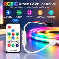 Contrôleur intelligent de bande LED COB RGBIC Dream Color DC5-24V avec télécommande sans fil RF pour bande lumineuse LED
