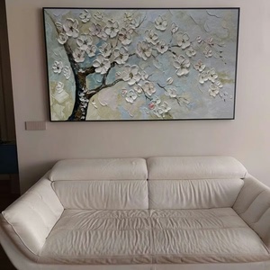 Peinture à l'huile texturée Impasto Blossom Serenade personnalisée, œuvre d'art abstraite moderne de luxe sur toile, décoration murale apaisante faite à la main haut de gamme - Product Image 2
