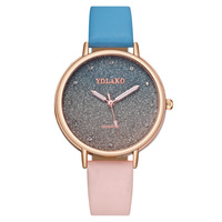 Montre pour femme YOLAKO à bracelet en cuir, mouvement à quartz, tendance, écologique, avec dégradé ciel étoilé, best-seller pour le commerce international