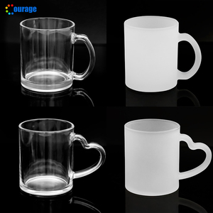 Popolare tazza trasparente in <span class=keywords><strong>vetro</strong></span> frost sublimazione manico a cuore con impugnatura a mano in <span class=keywords><strong>vetro</strong></span> trasparente per sublimazione tazze da caffè 11oz - Product Image 3