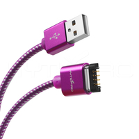 Cable de Carga y Sincronización de Datos Magnético Trenzado HytePro M502 Morado de 4 Pines para Dispositivos Electrónicos Portátiles e Industriales