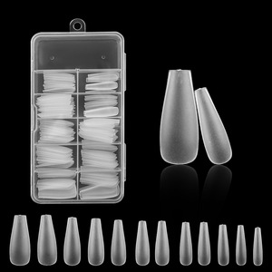 Puntas de Uñas Postizas de Estilo Francés sin Costuras, Largas, Trapezoidales, Almendradas, Transparentes, Naturales, de Cobertura Completa, para Salón - Product Image 5