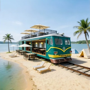 Puesta de Sol junto al Mar, Tren Metropolitano Retro, Hermosa Decoración para Exteriores, Escena Real, Lugar de Fotografía, Centro Comercial, Famoso en Internet - Product Image 6