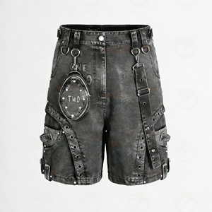 Shorts en jean pour homme <span class=keywords><strong>de</strong></span> haute qualité, style vintage décontracté, coupe ample, effet usé et déchiré, pour l'été - Product Image 3
