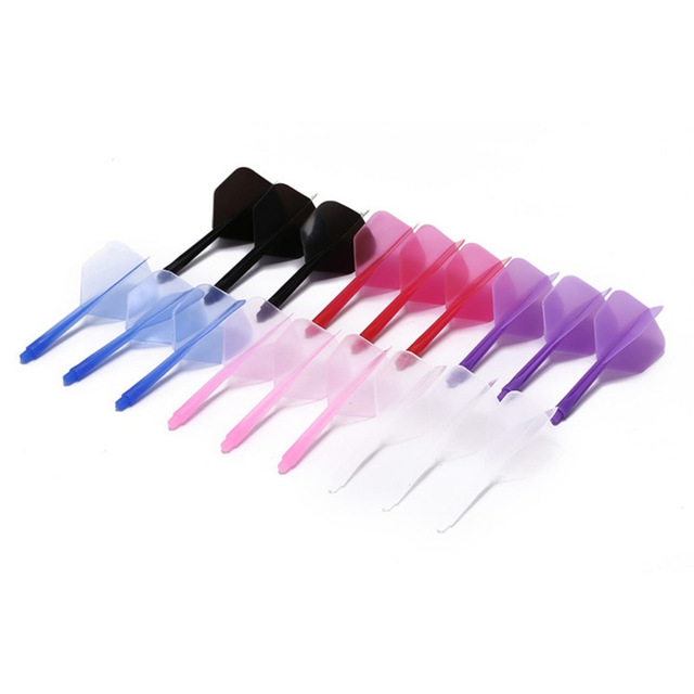 Dart 3/6 Set with 2Ba Integrated Transparent Tail Wing Shockproof Durable Plastic Dart Tip in Multiple Colors