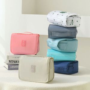 Foldable Fashion Polyester Makeup Bag Zipper Closure Creative Hook Double-opening <b>Toiletries</b> Bag Business Trip Travel <b>Storage</b> - Product Image 1