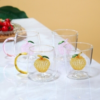 Gobelet en verre ménager 3D creux créatif résistant aux hautes températures, en borosilicate de haute qualité, style INS, disponible en usine