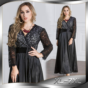 Venta caliente Tallas grandes Ropa <span class=keywords><strong>de</strong></span> mujer Estilo Costura <span class=keywords><strong>de</strong></span> encaje Manga tres cuartos Ropa <span class=keywords><strong>de</strong></span> noche Vestido largo 6016 - Product Image 1