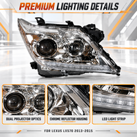 Ensemble de phares avant pour Lexus LX570 2013-2015, fond blanc, phare LED haute luminosité, lampe de remplacement durable pour voiture