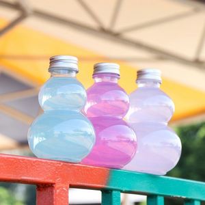 Bouteilles de boisson en PET de 500 ml en forme de gourde, personnalisables avec logo, de la marque CHUANGMEI, pour café et thé au lait, avec bouchon à vis, vente en gros - Product Image 3